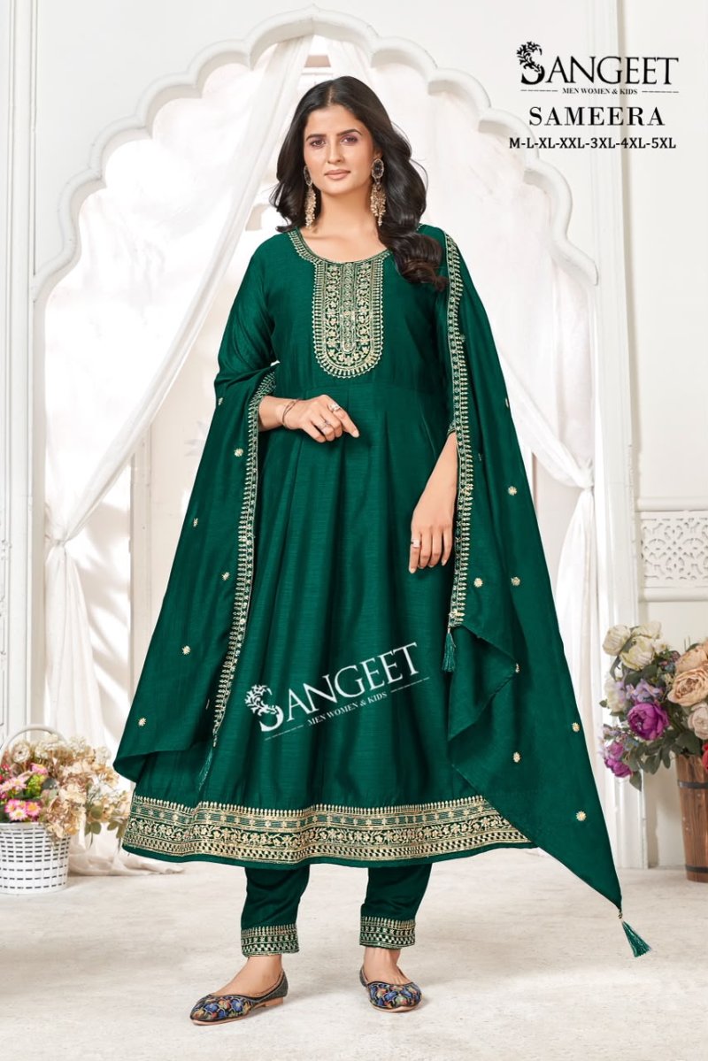 Sameera By Sangeet Vichitra Blooming Silk Kurti With Bottom Dupatta